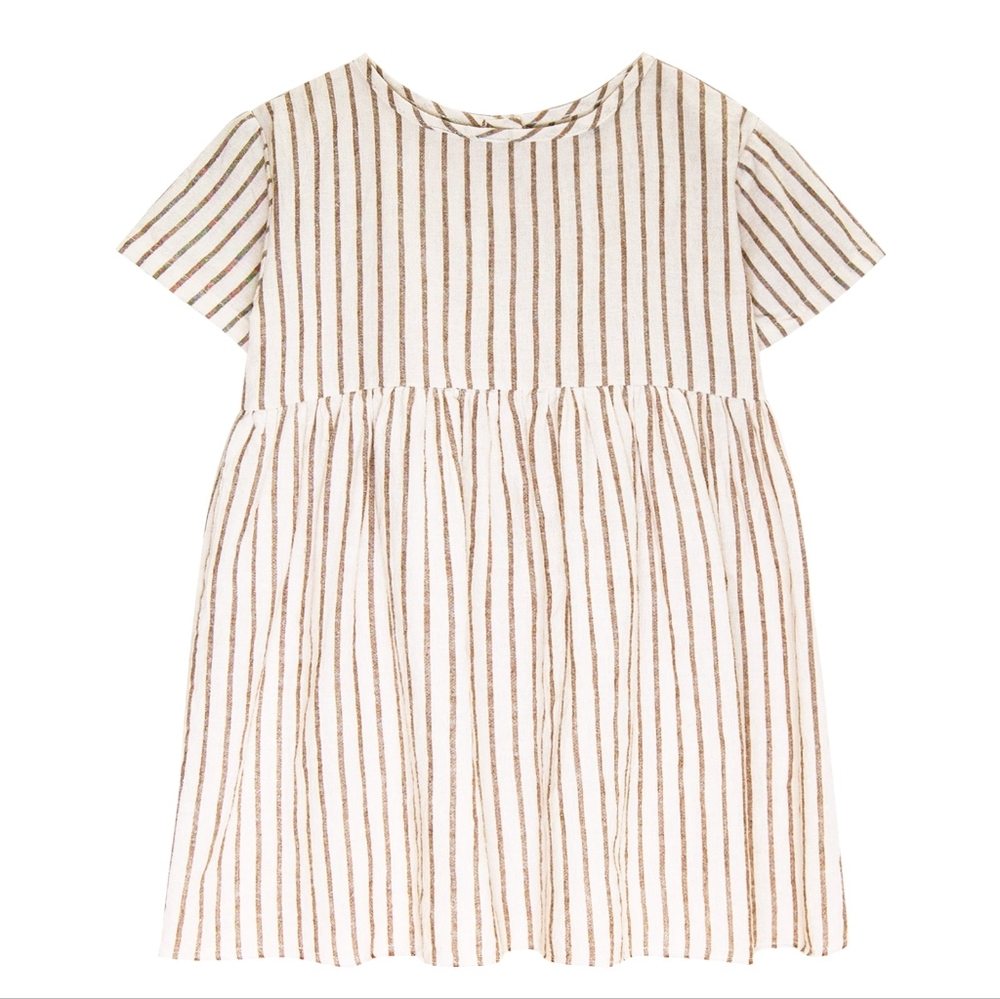 Short Sleeve Prairie Dress - Organic Cotton & Hemp Blend - 3T - New